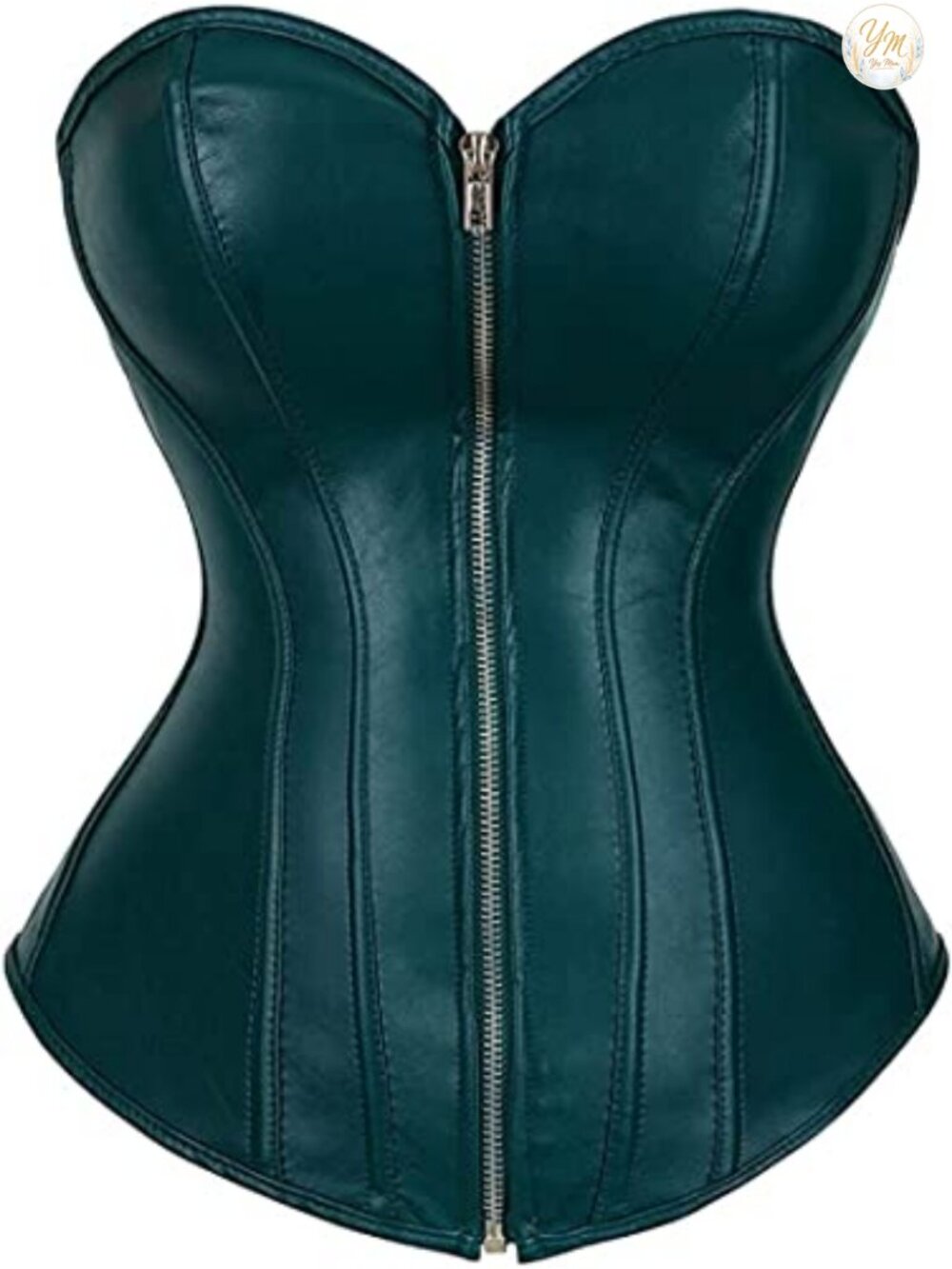 Faux Leather Corset Top Steampunk Bustier Zipper Lace Up Waist Training